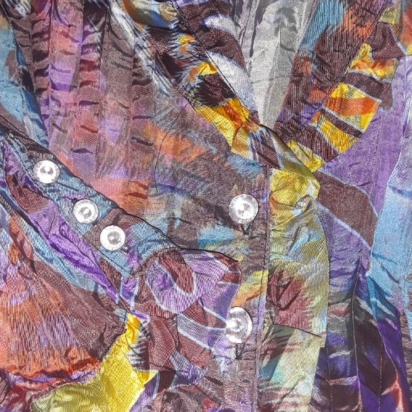 Plano Multi Zebra Ruffle Blouse, Size S - Picture 3 of 4